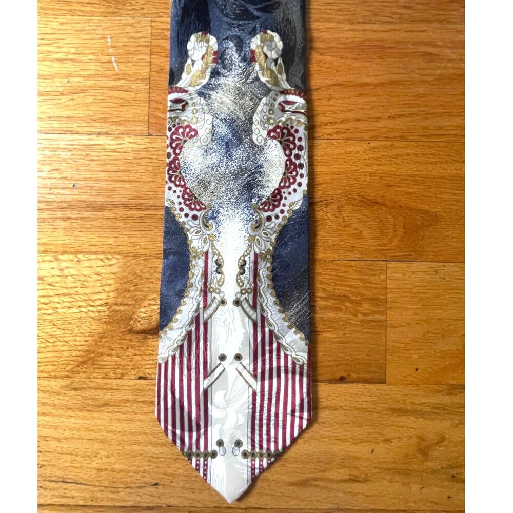 FROG Italy 100% Silk Tie Baroque Ornate Medallion Handmade 60 x 4